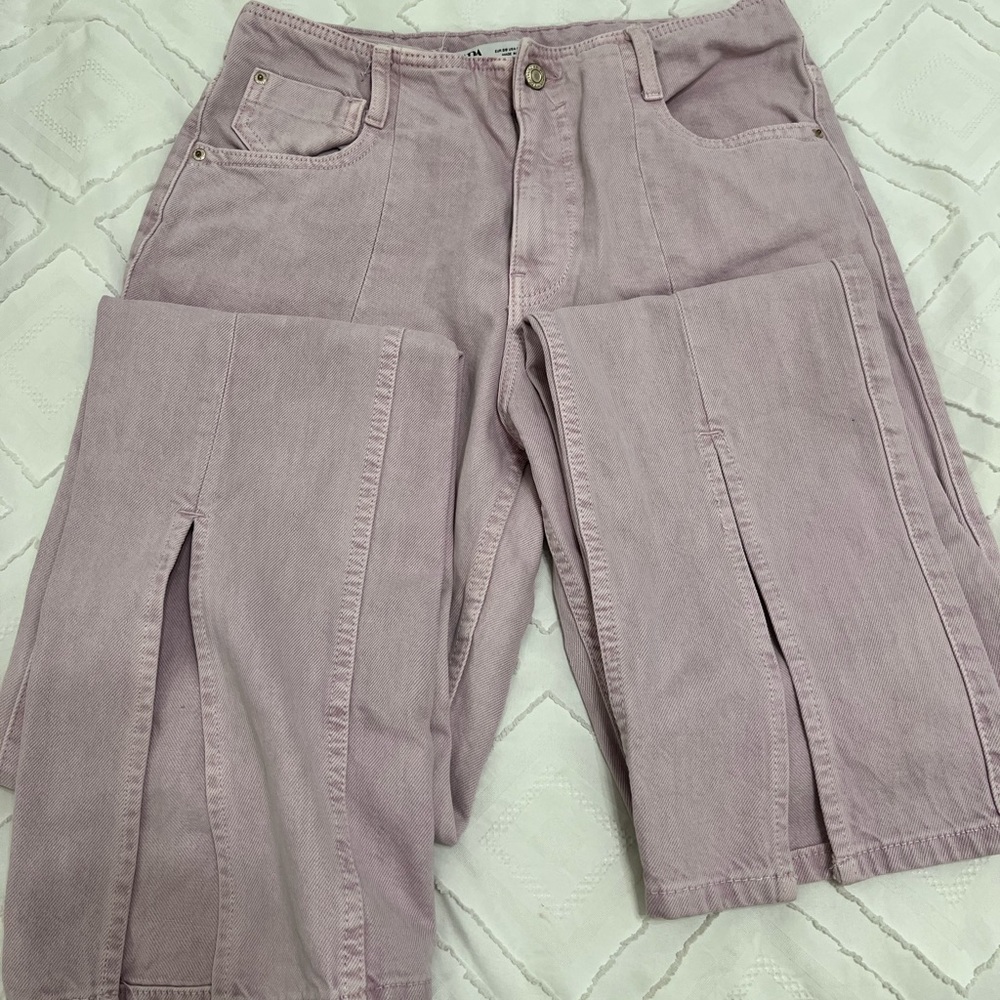 Zara purple ankle cut off jeans